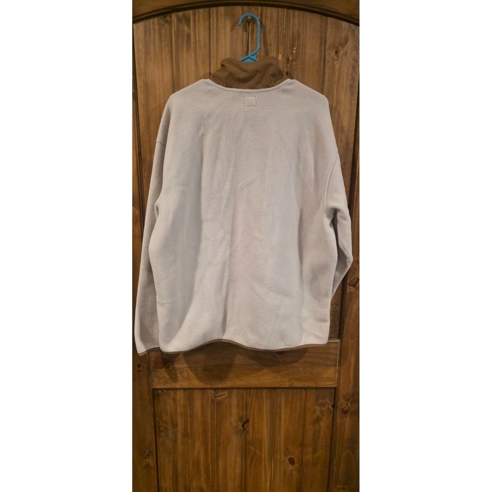 Levi's Sweatshirt Womens‎ Large Ivory Brown Fleece 1/4 Zip Relaxed Fit Pullover - Picture 2 of 4